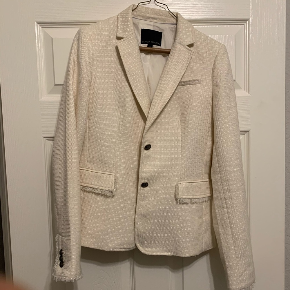 Banana Republic Ivory Wool Blazer. Size 2 Tall.